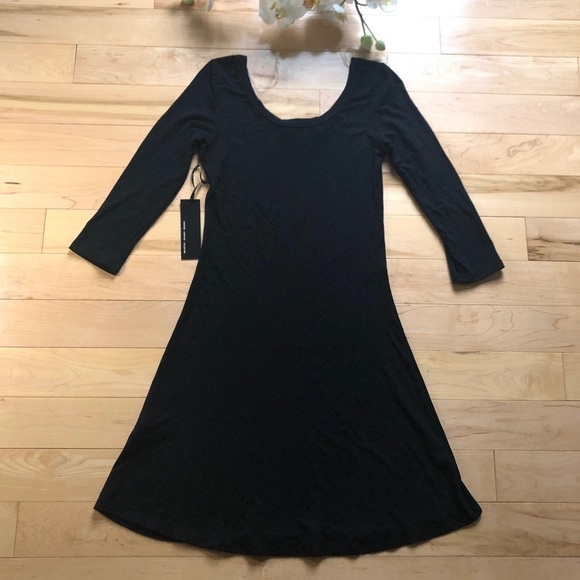 NWT Lulu’s bkack 3/4 sleeve stretchy fit & flair dress - Picture 3 of 5